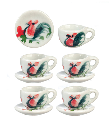 Ceramic Cups and Saucers, 10 pc.